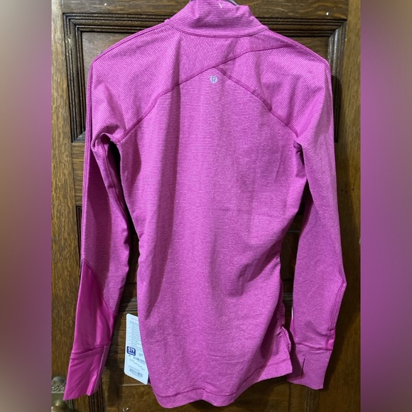 Lululemon Kriss Cross 1/2 Zip Pullover Striped Heathered Raspberry Size 6 - Picture 2 of 5